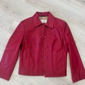 Peter Millar vintage Genuine Red Leather Button-Front Jacket